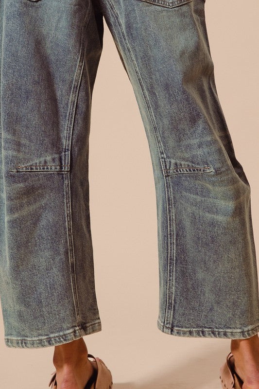 Drawstring Barrel Jeans