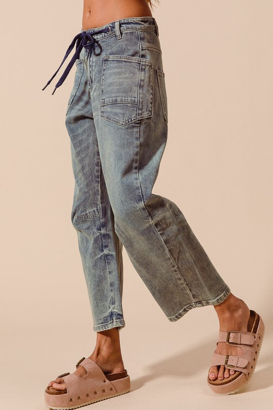 Drawstring Barrel Jeans