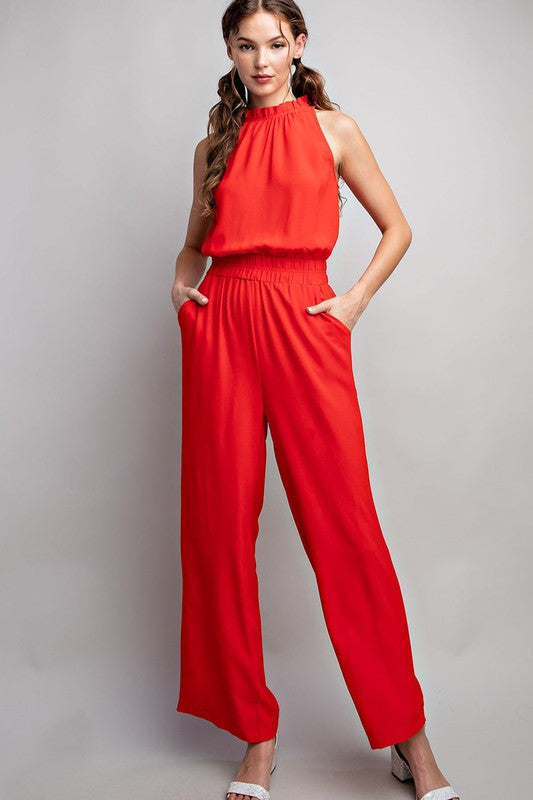 Halter Mock Neck Jumpsuit