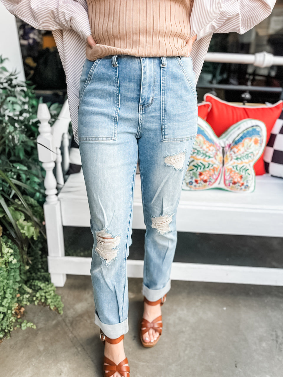 Patch Pocket BF Jeans