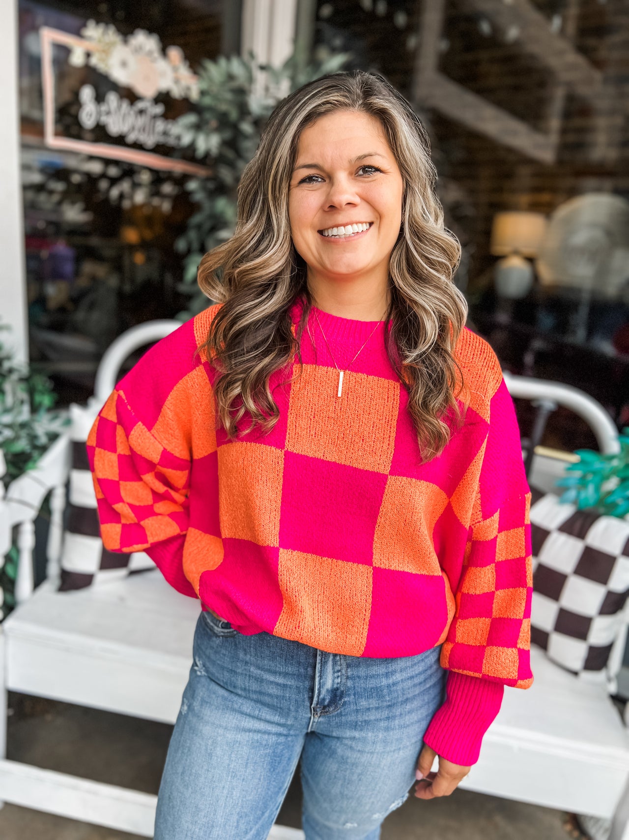 Checkerboard Pullover Sweater