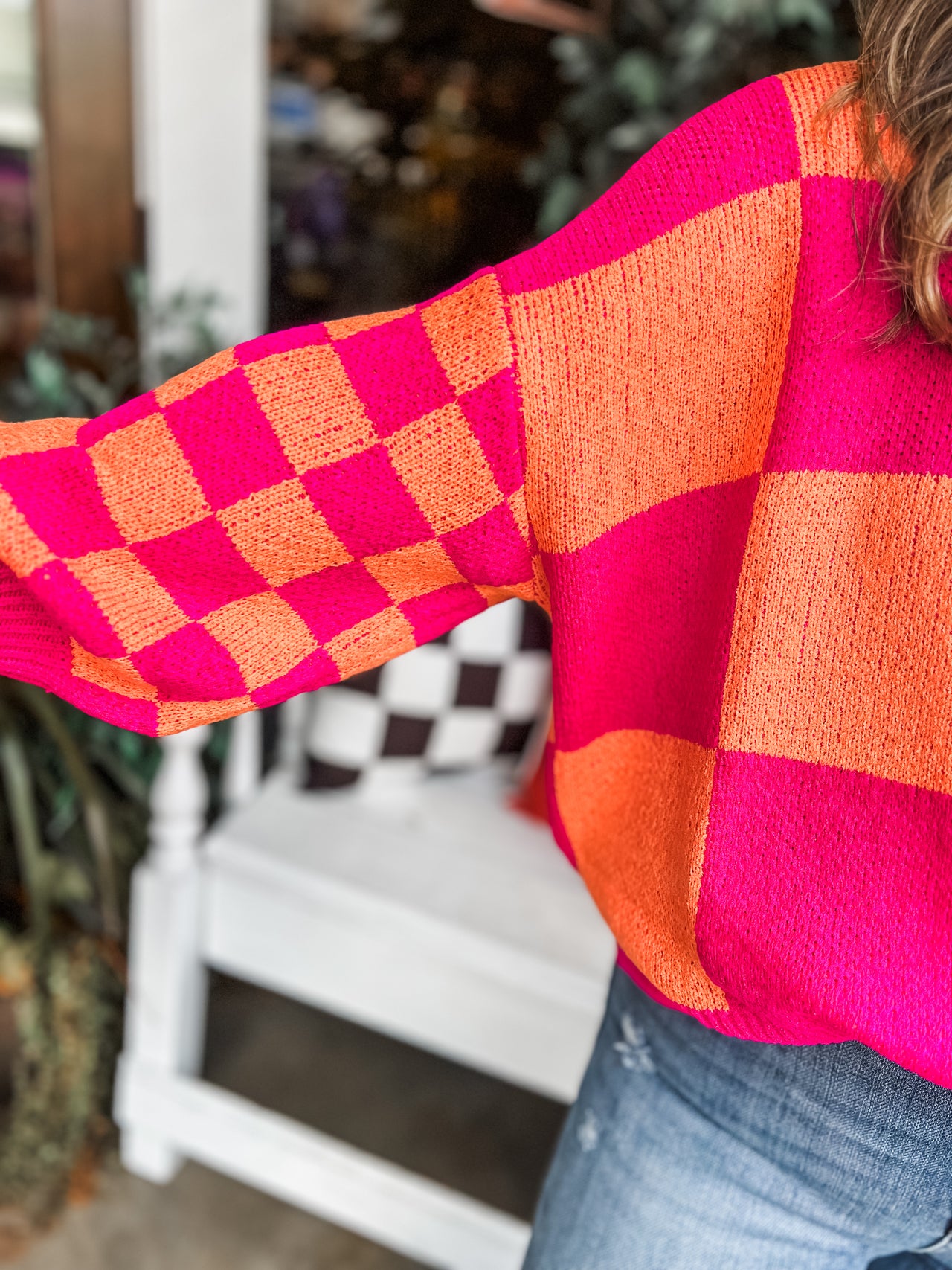 Checkerboard Pullover Sweater