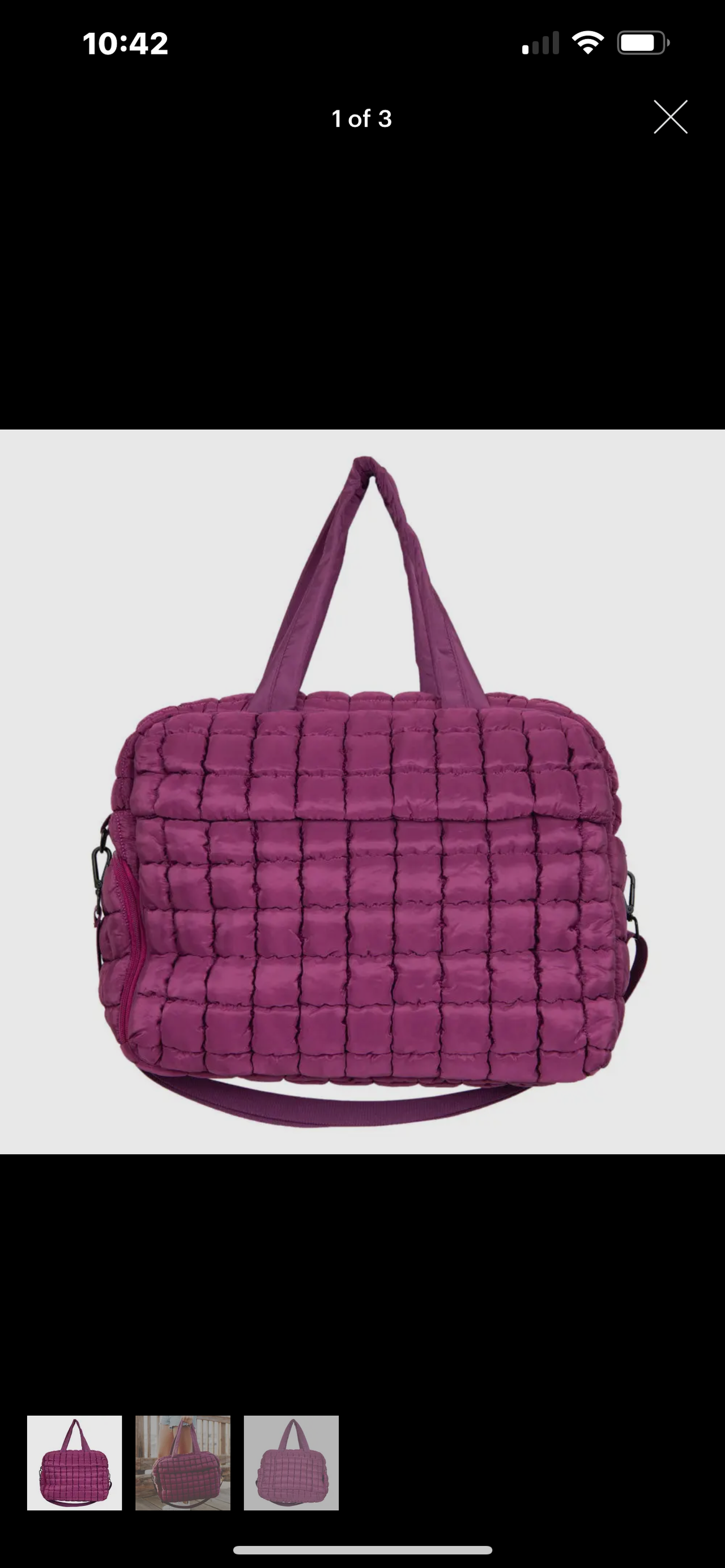 Quilted Duffel Weekender Bag