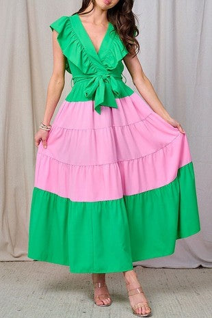 Color Block Tiered Maxi