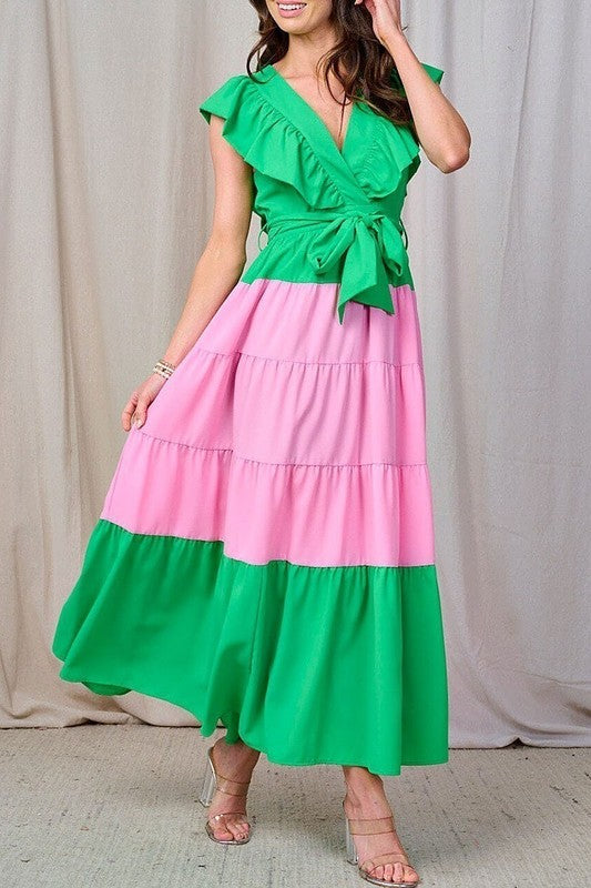 Color Block Tiered Maxi