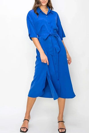 Side Slit Shirt Dress