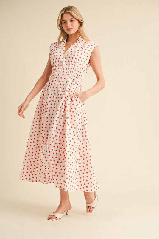 Polka Dot Zipper Dress