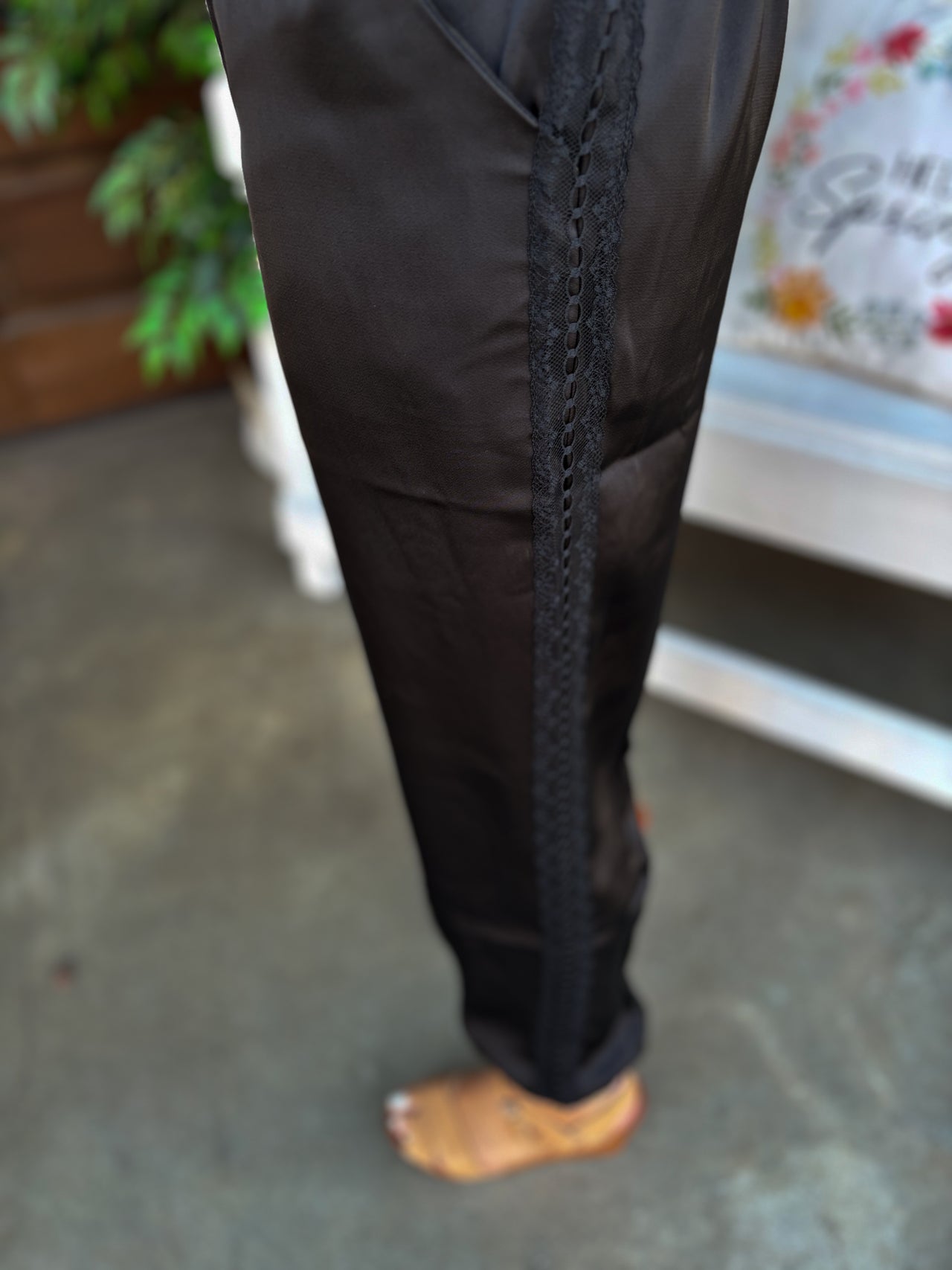 Side Lace Satin Joggers