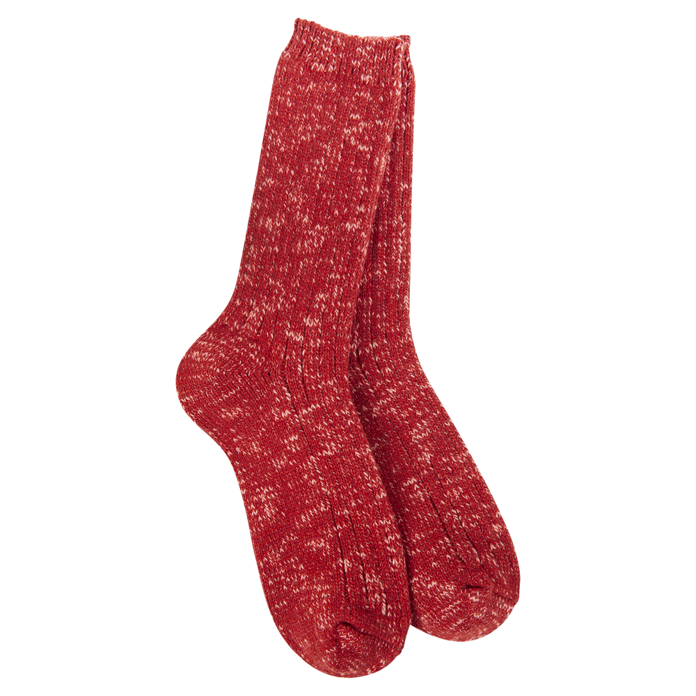 Weekend Cotton Slub Marled Crew - Strawberry