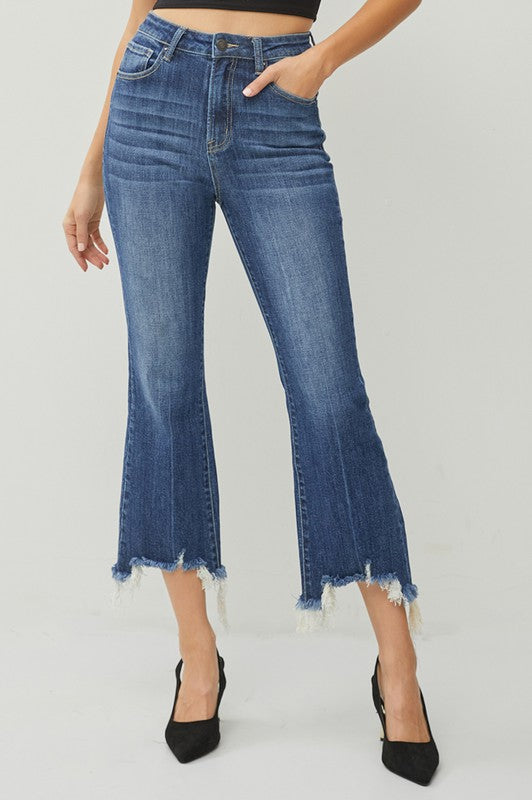 High Rise-Crop Flare Jeans