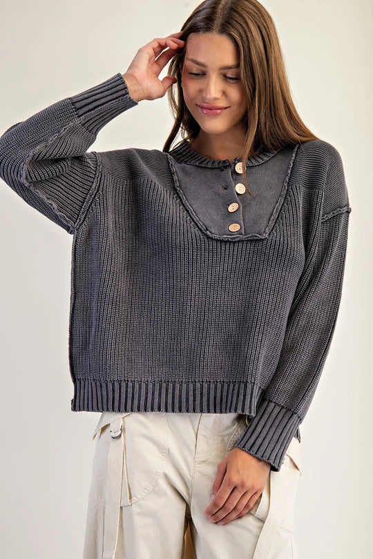 Half Button Knit Pullover