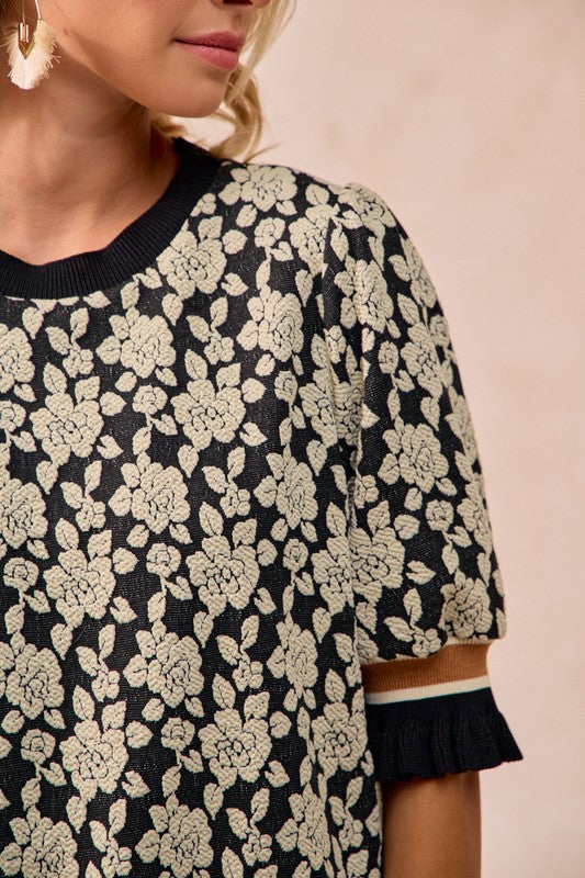 Textured Rose Knit Top