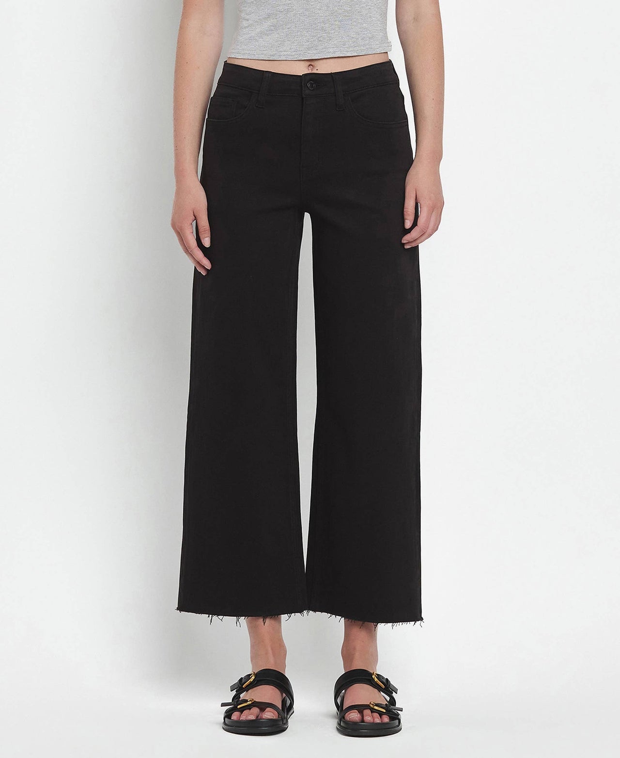 Black HR Crop Wide Leg