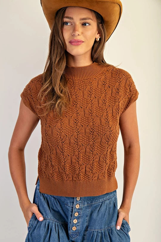 Cinnamon Mock Neck Sweater