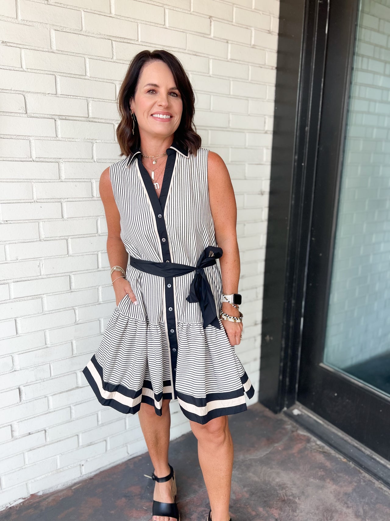 Stripe Pattern Mini Dress