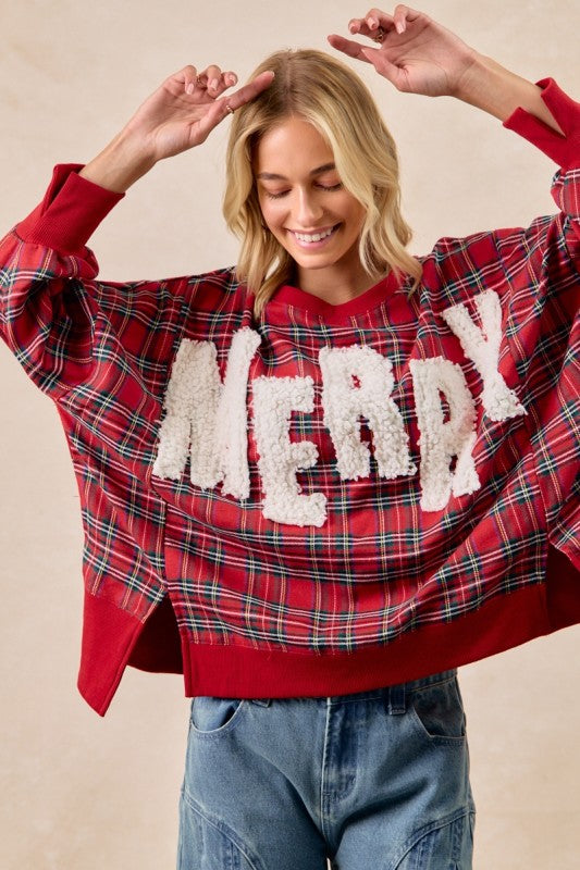 Merry Letters Patch Sweatshirt
