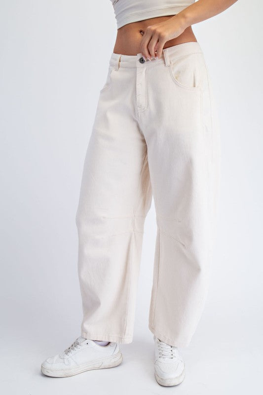 Cotton Twill Barrel Pants
