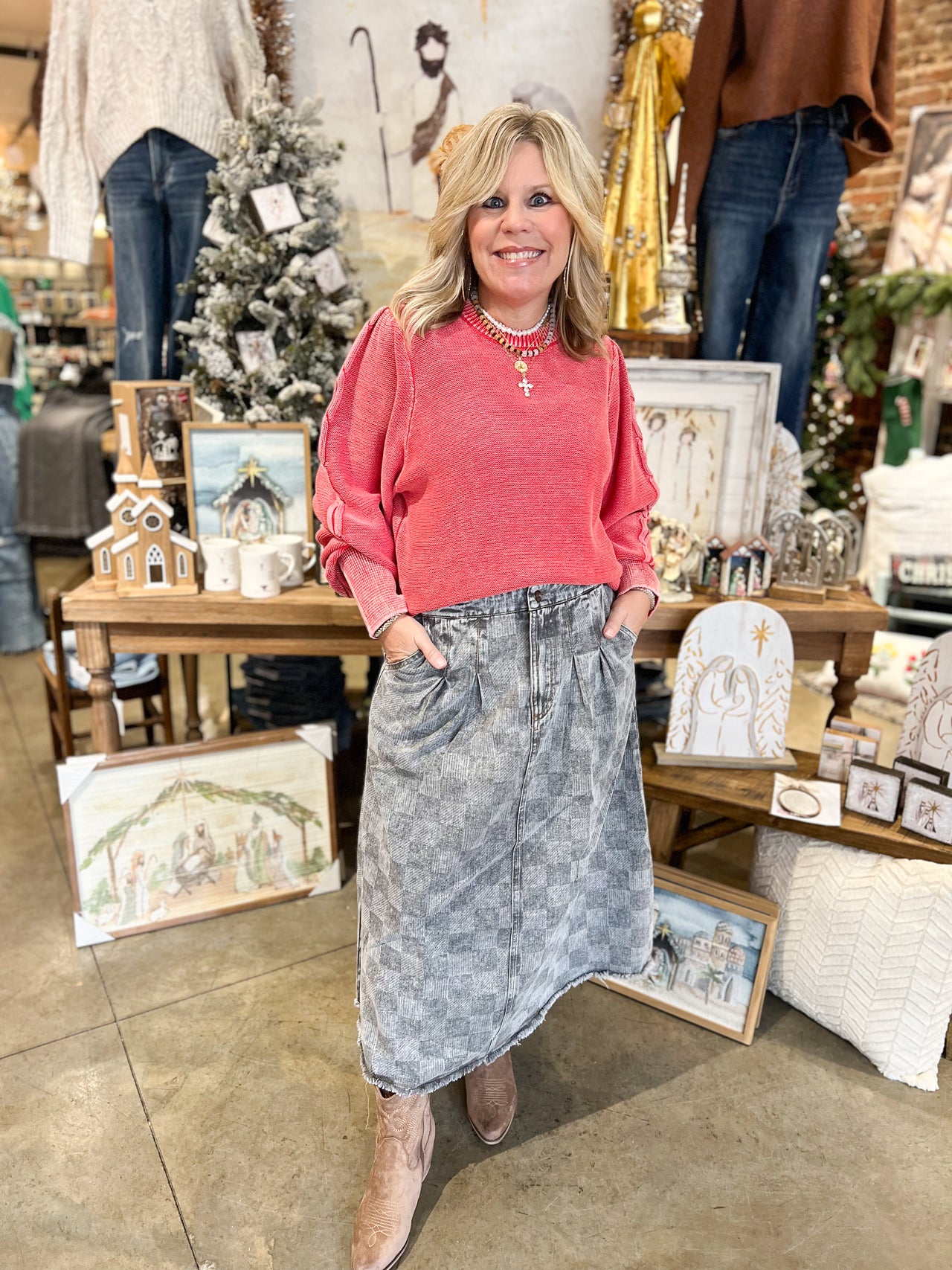 Gray Denim Skirt