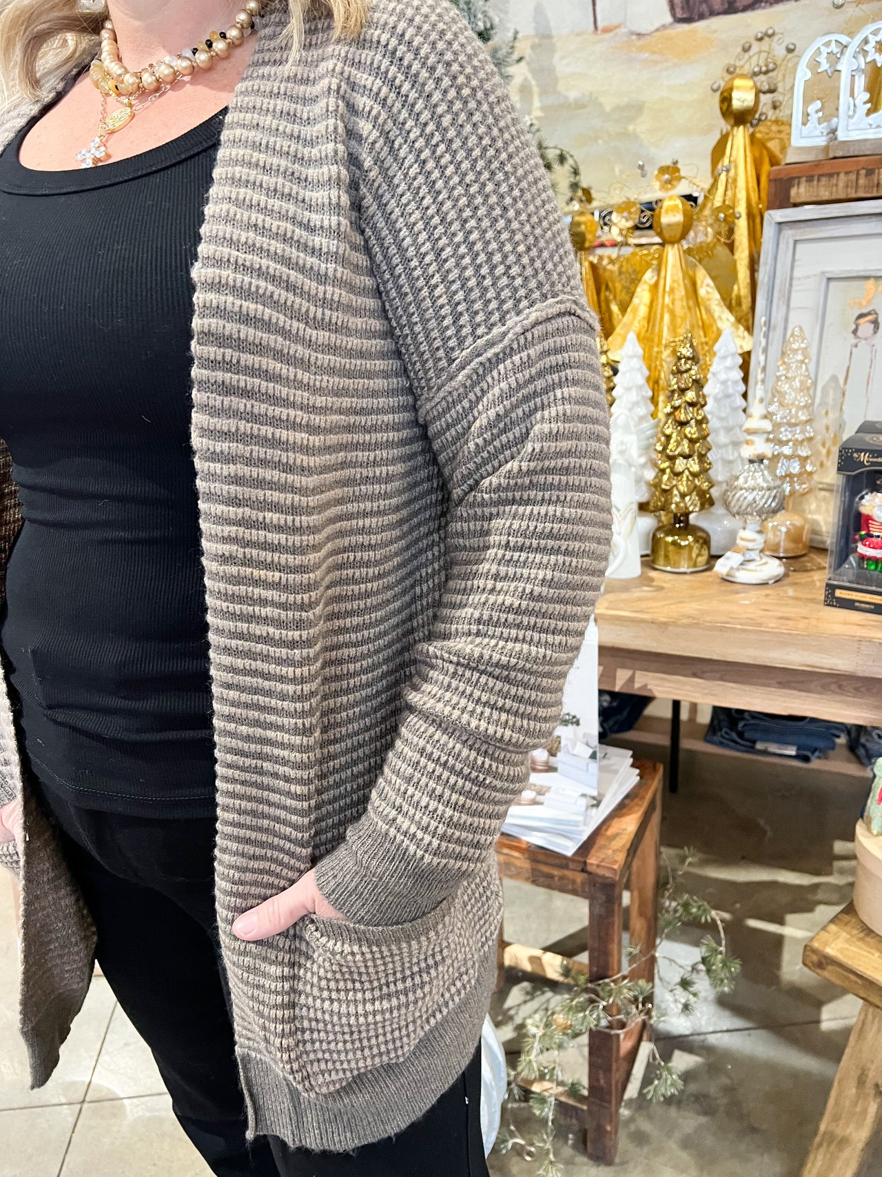 DK Mocha Waffle Cardigan