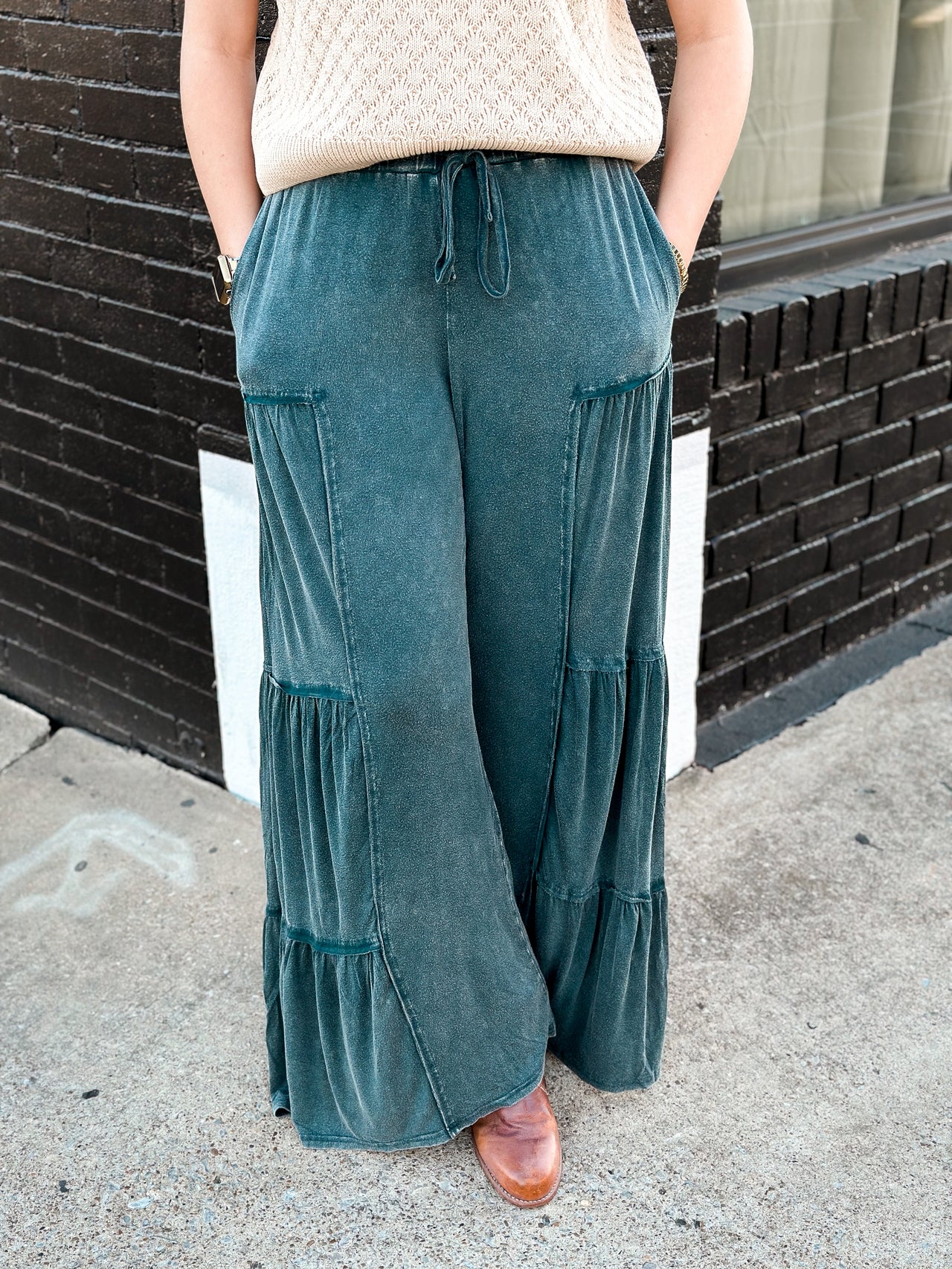 Teal Mineral Washed Pants