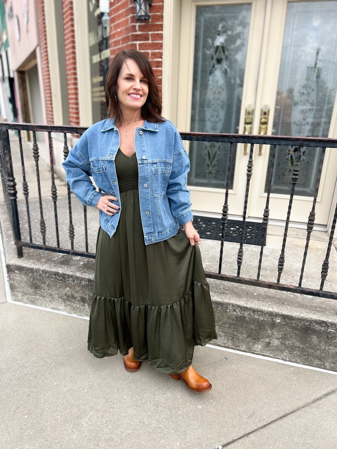 Smocked Waist Satin Dress