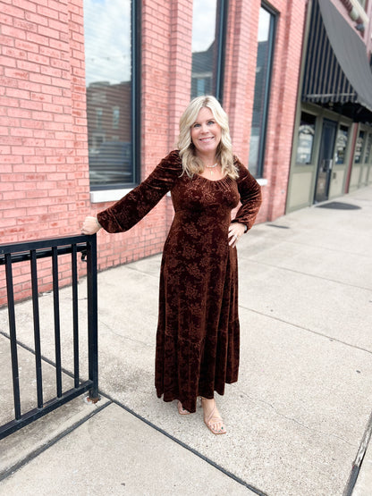 Velvet Embossed Maxi Dress