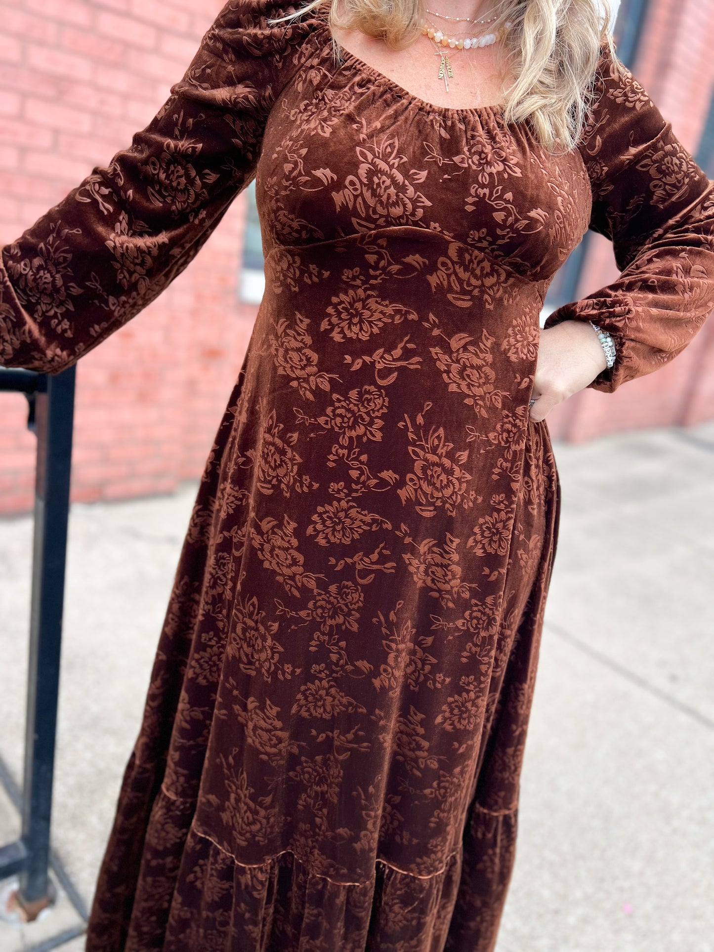 Velvet Embossed Maxi Dress