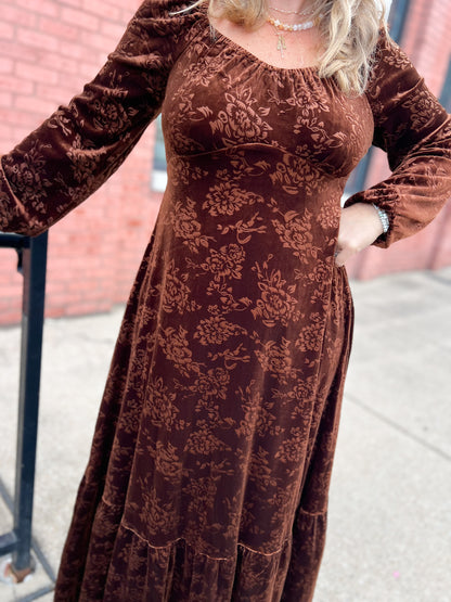 Velvet Embossed Maxi Dress