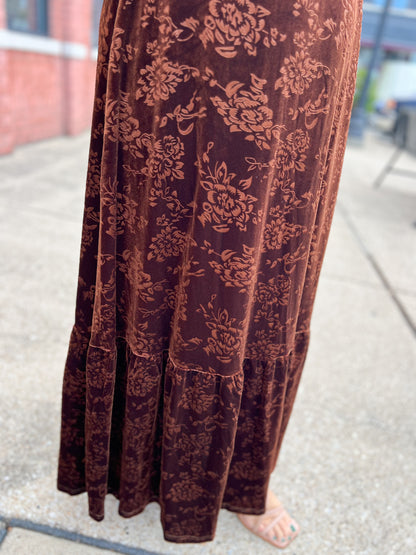 Velvet Embossed Maxi Dress