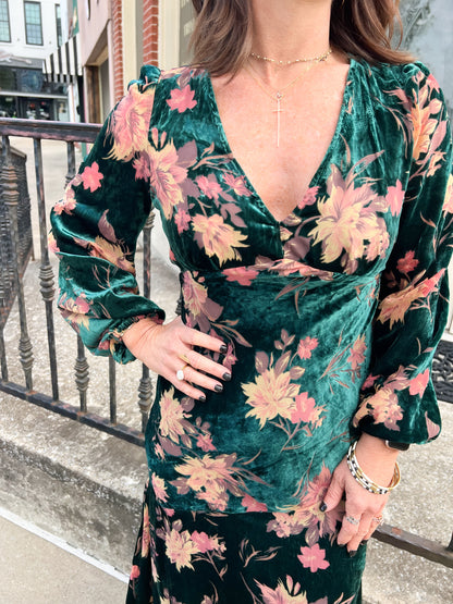 Floral Burnout Velvet Dress