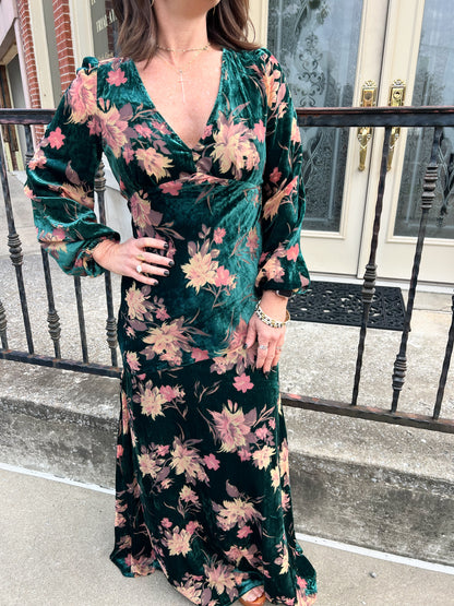 Floral Burnout Velvet Dress
