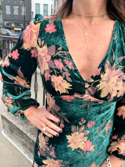 Floral Burnout Velvet Dress