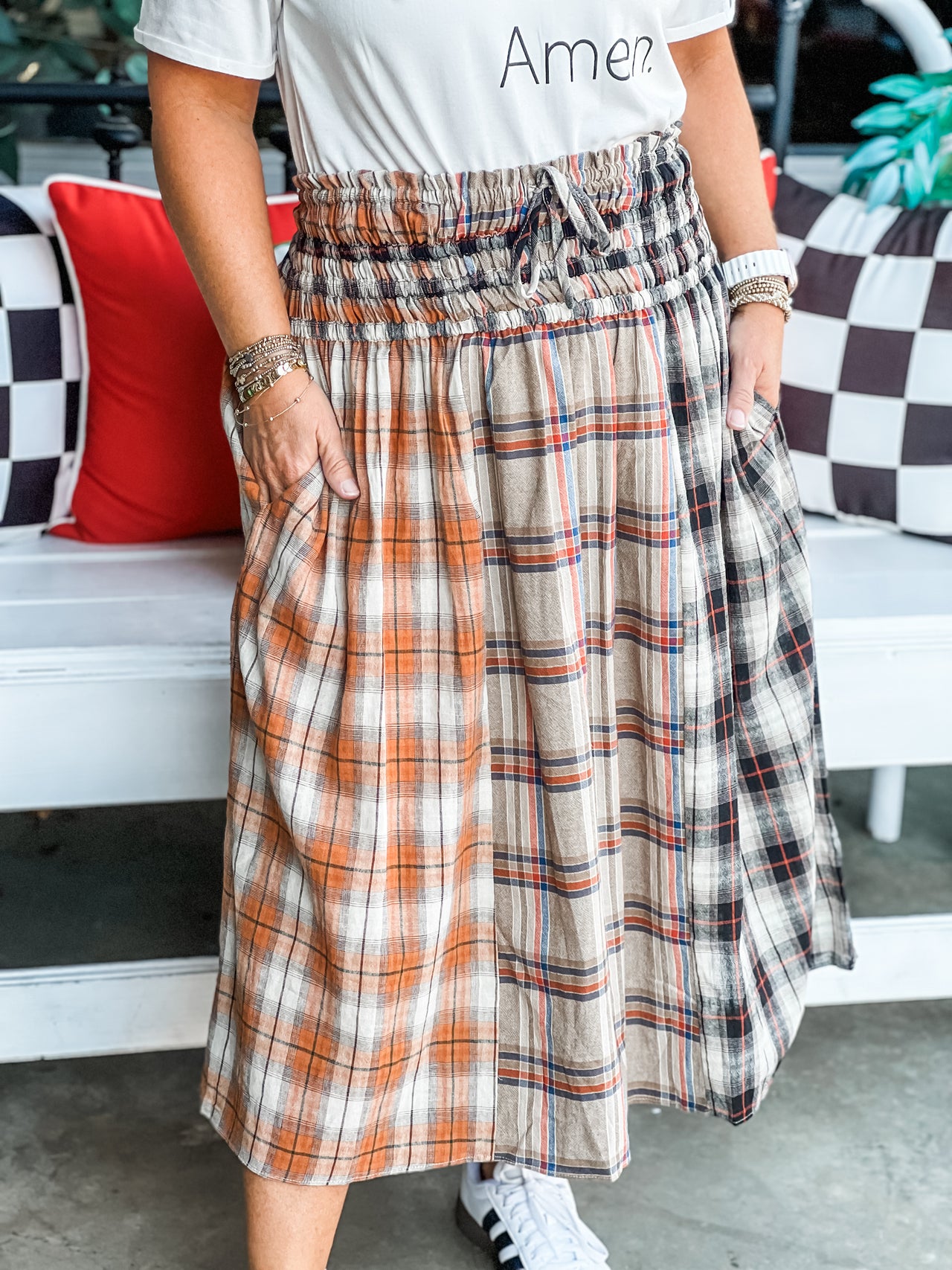 Plaid A Line Skirt