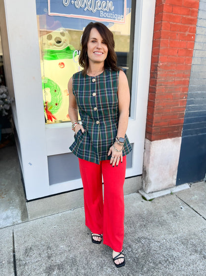 Red Cropped Pants