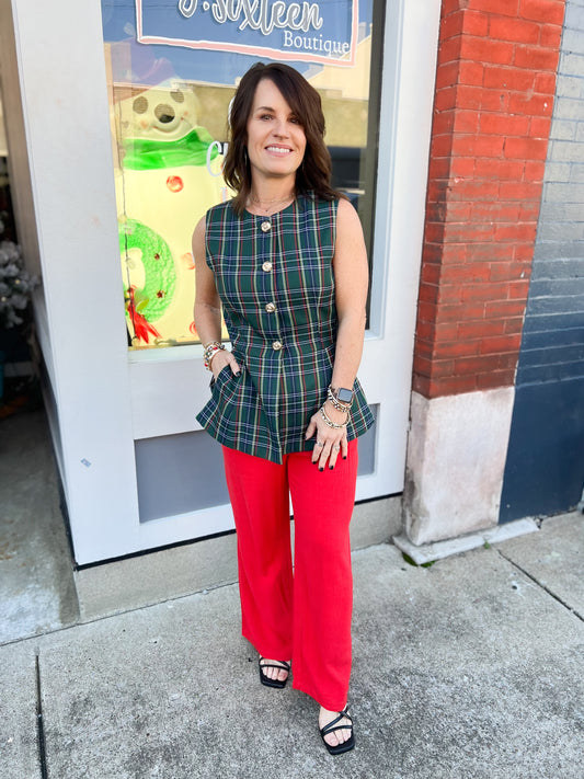 Red Cropped Pants