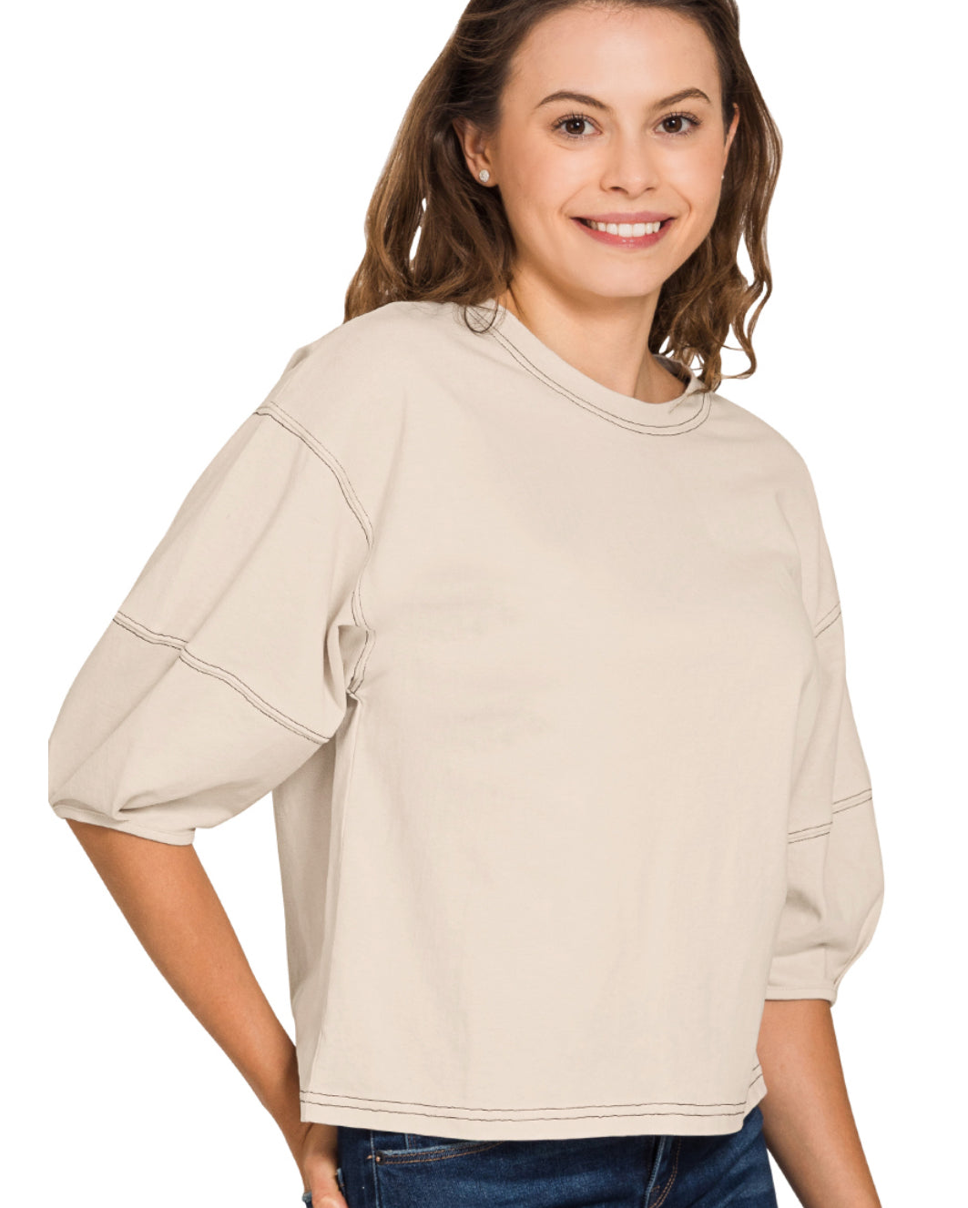 3/4 Balloon Sleeve Top