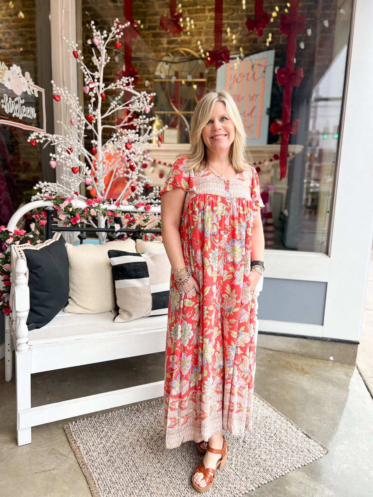 Coral Floral Romper