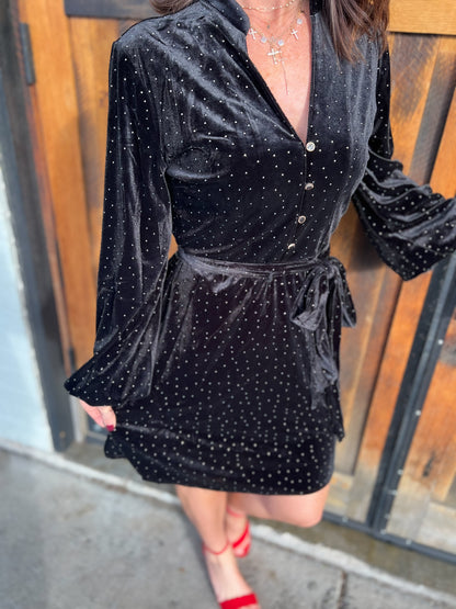 Little Black Rhinestone Dress