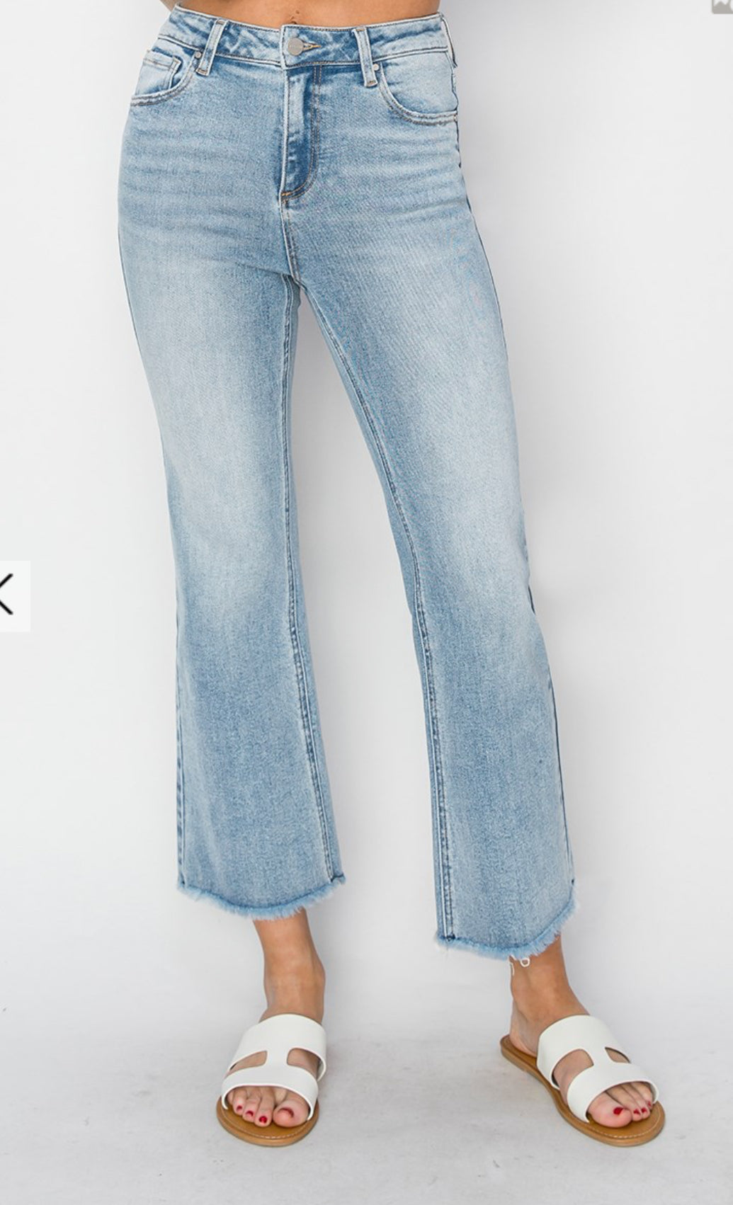 High Rise Crop Straight Jeans