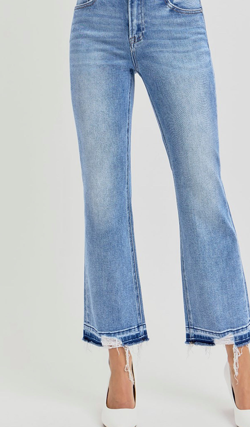 Crop Straight Shadow Hem Jeans High Rise