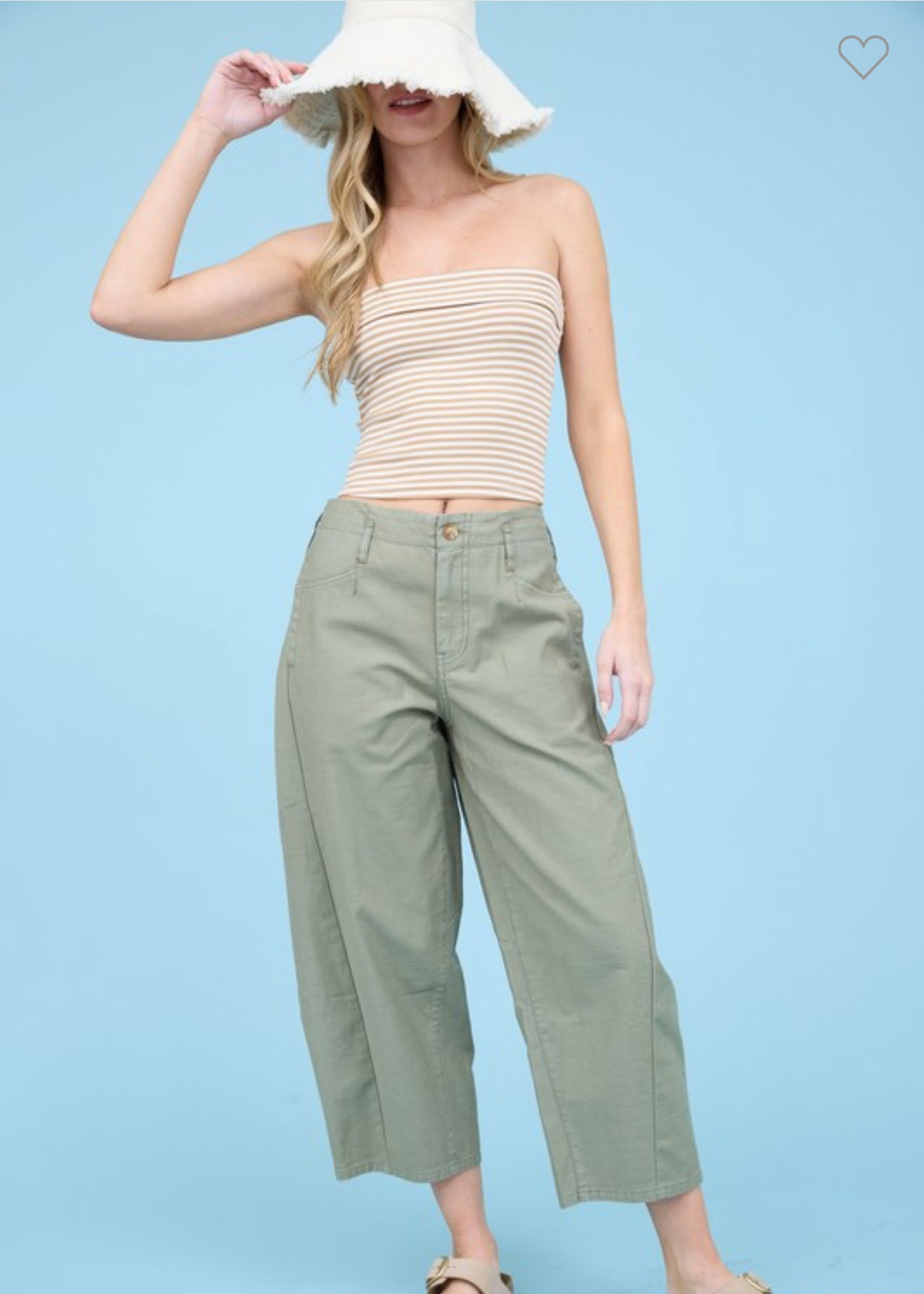 Wide Leg Capri  Barrel Pants