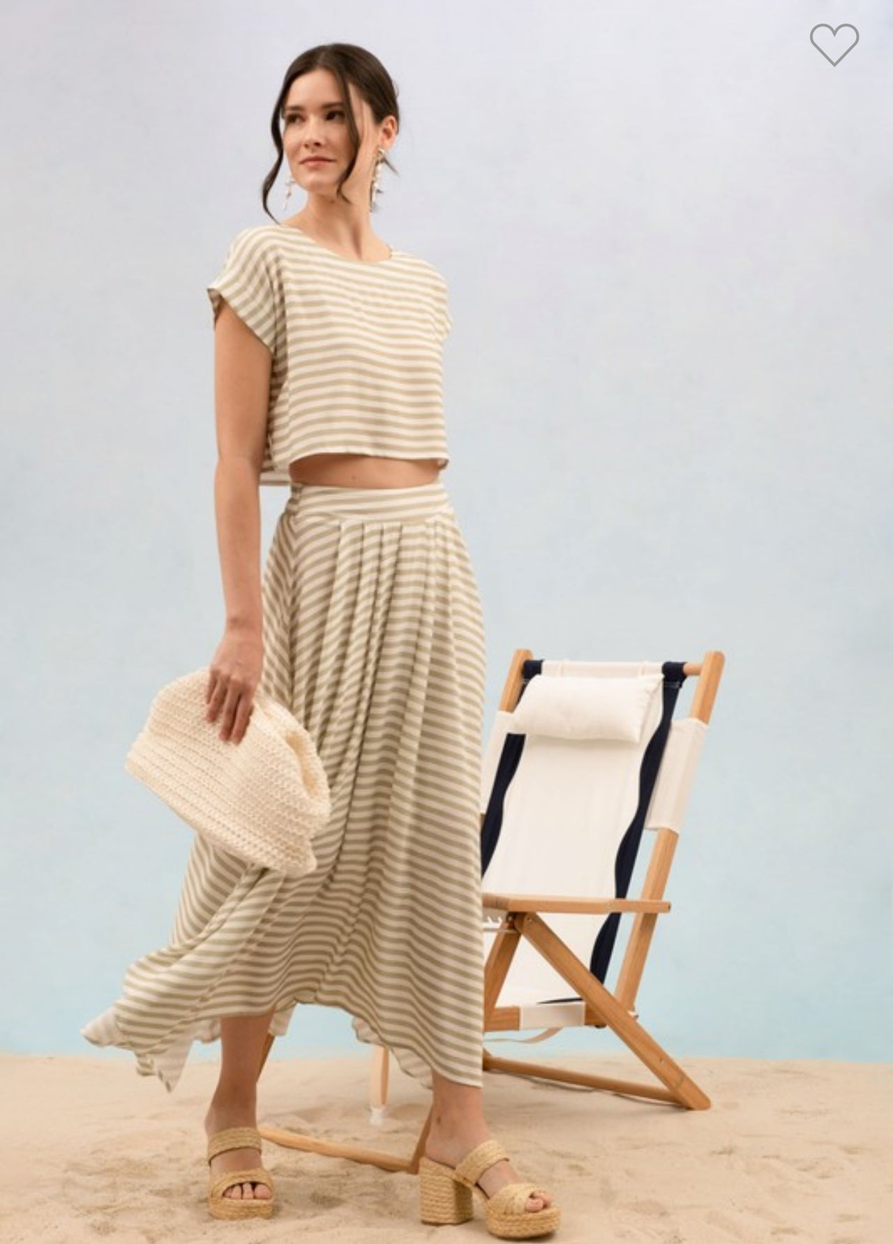 Stripe Boat Neck Maxi Set