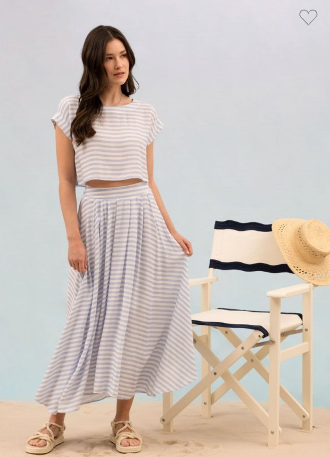 Stripe Boat Neck Maxi Set