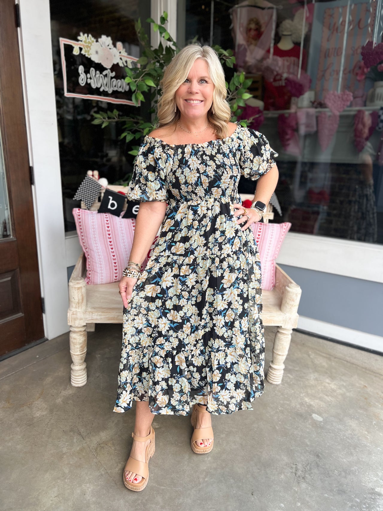 Square Neck Floral Maxi