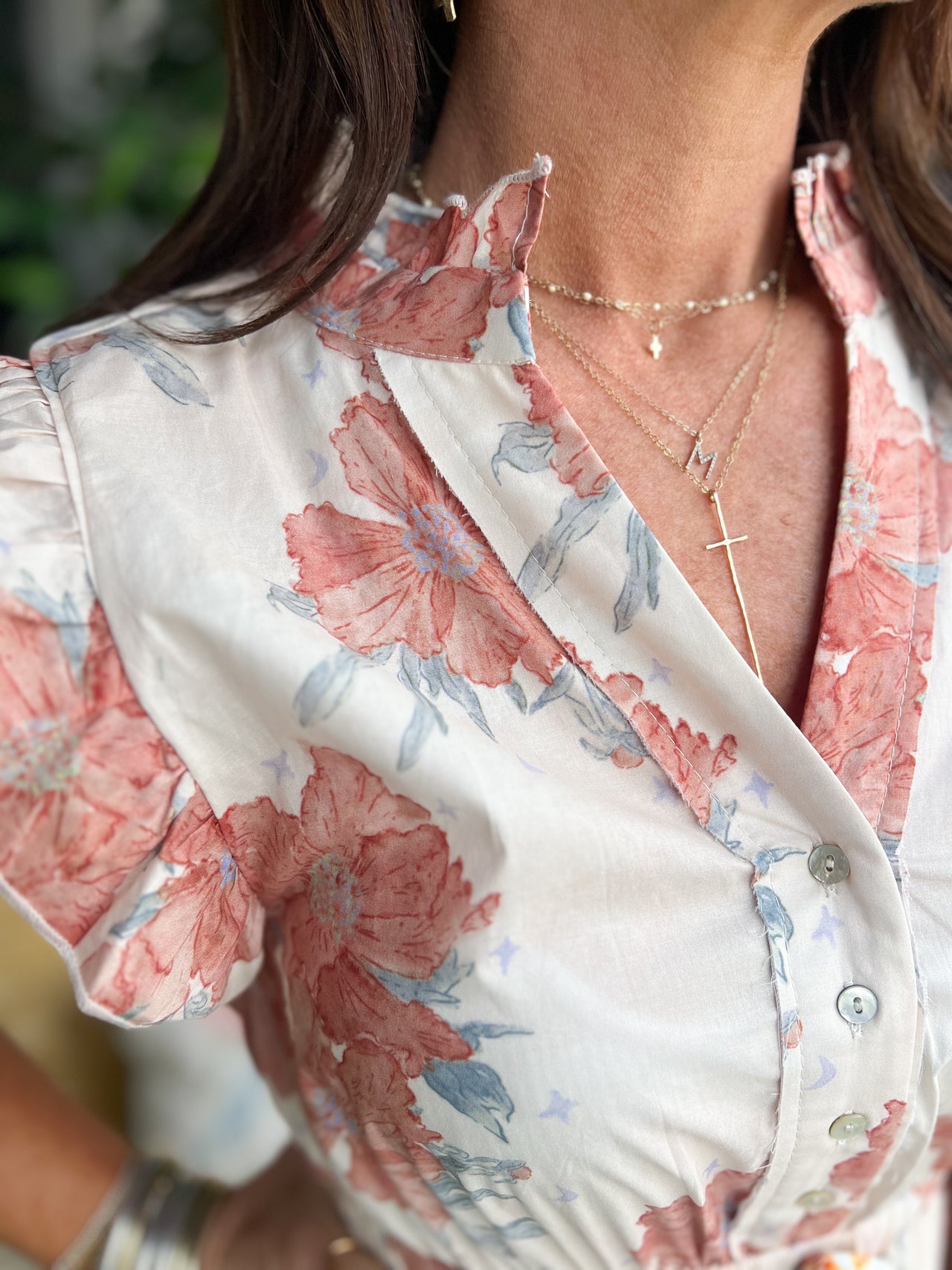 V-Neck Sleeveless Ruffle Floral Printed Maxi Dress