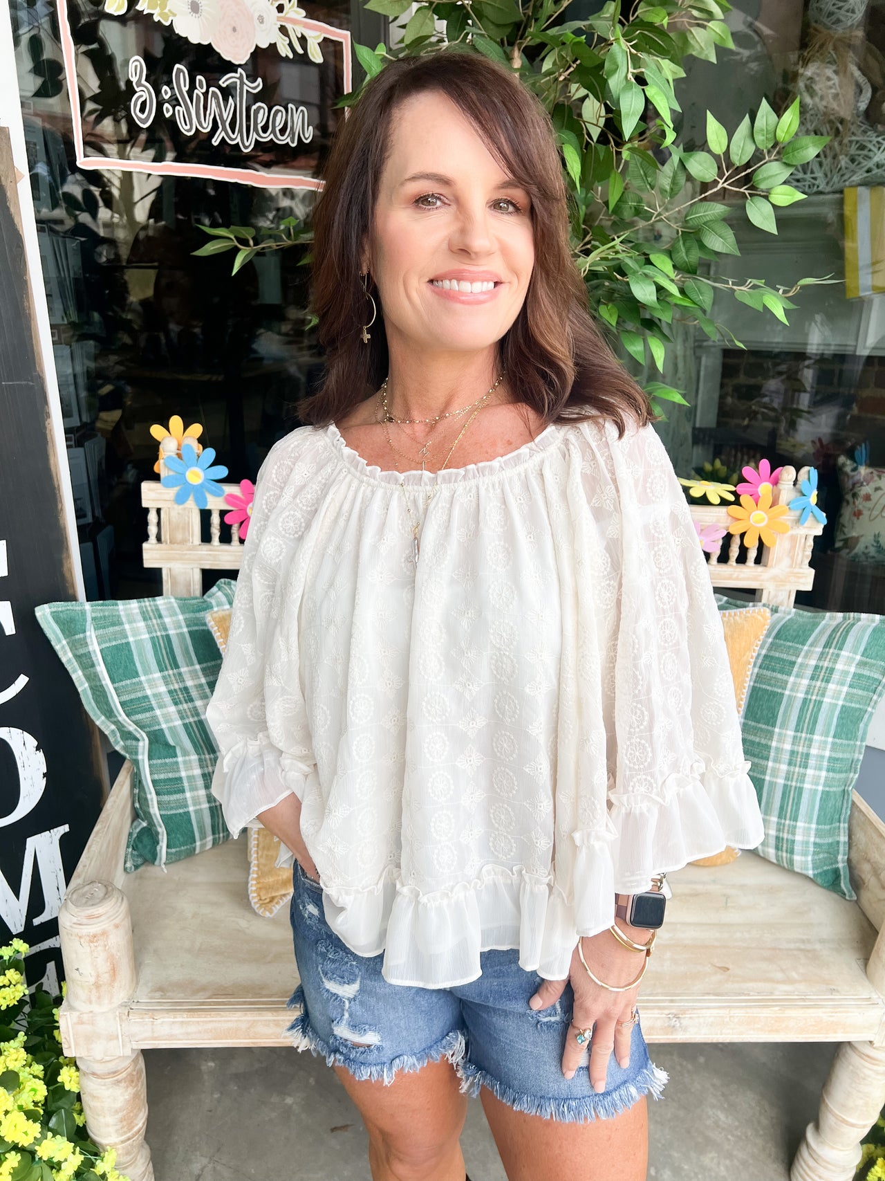 EMBROIDERED CAPE TOP