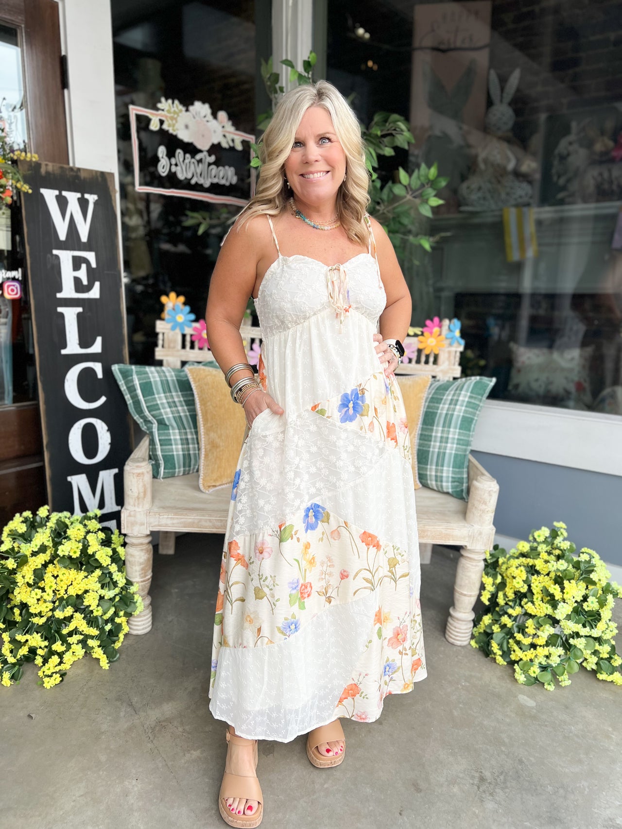 FLORAL LACE FABRIC DETAIL MAXI SLIP DRESS