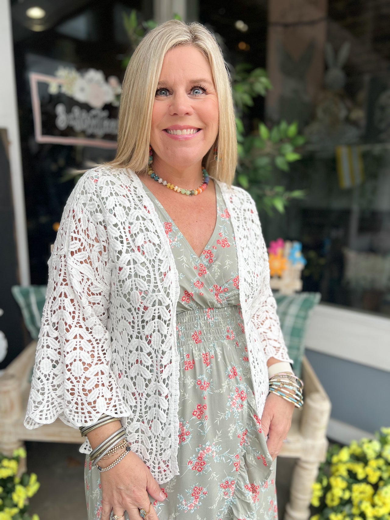 LEAF PATTERN CARDIGAN