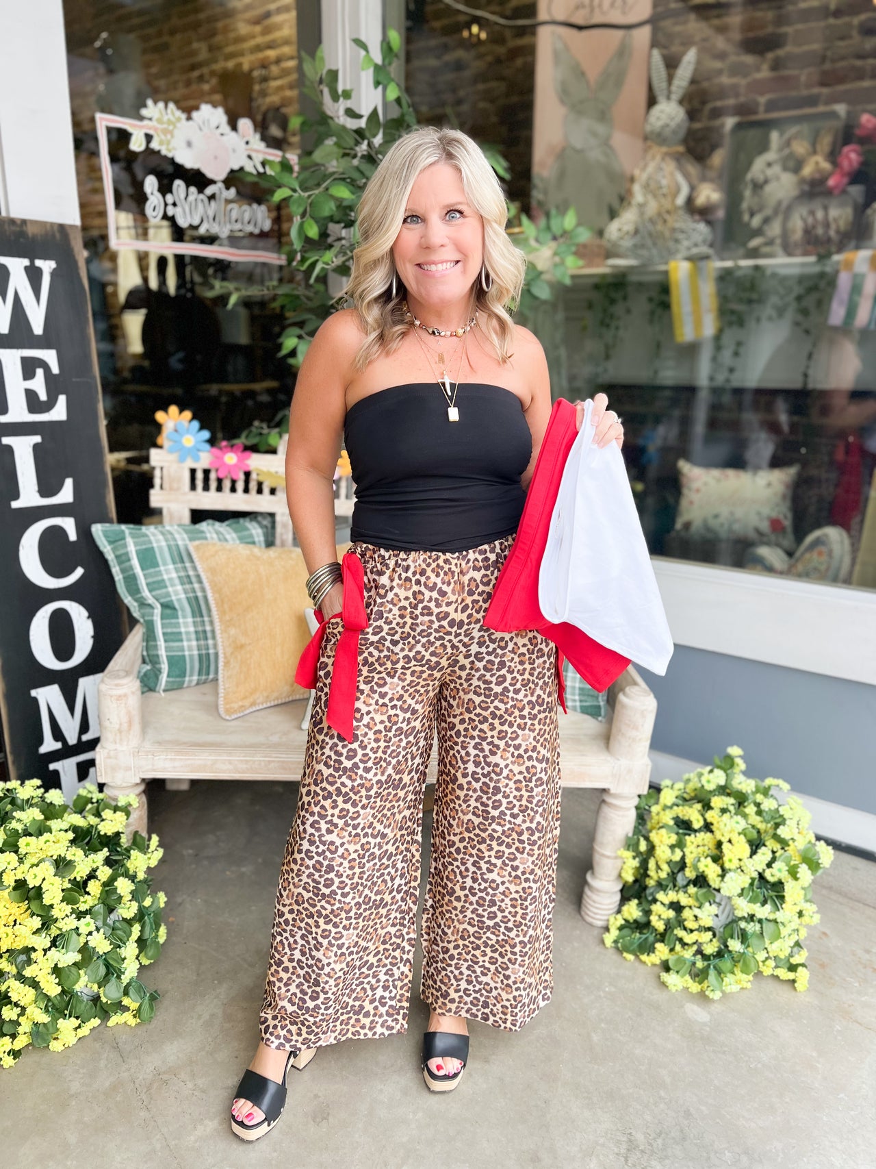 Leopard Pants w/ Sash Detail
