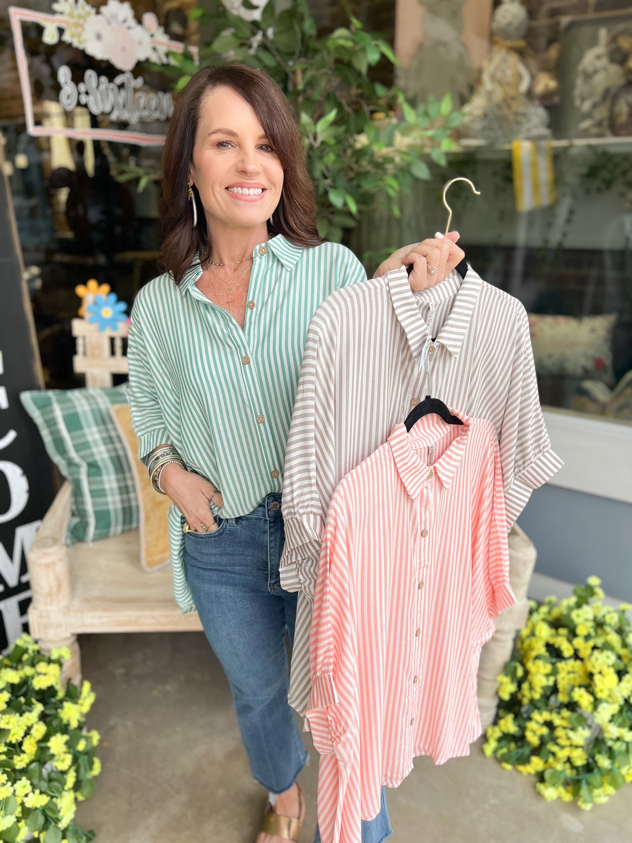 Striped Button Up Top